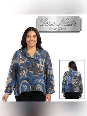 Sere Nade New York One Button Semi Sheer Abstract Bolero/Shrug XL